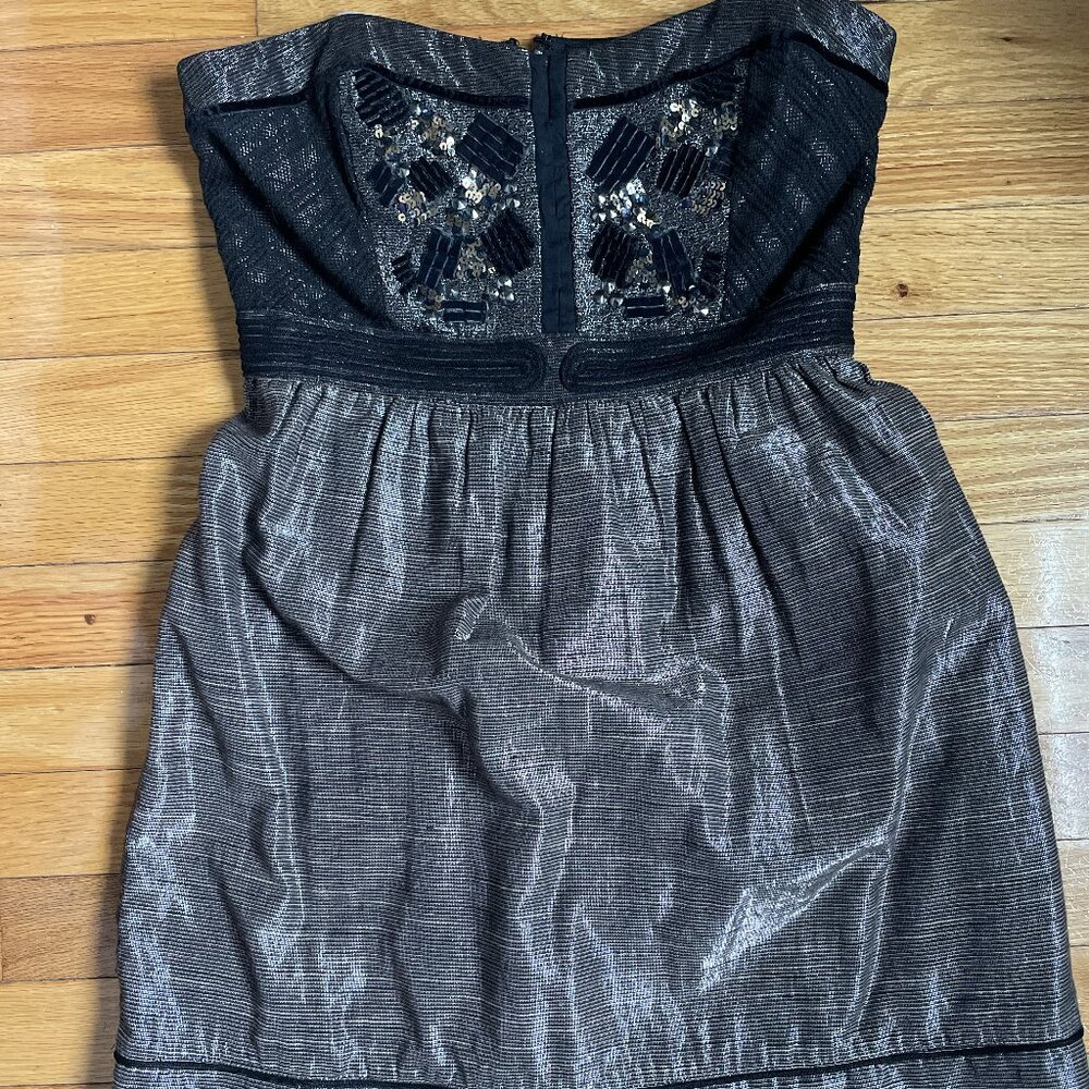 Seeing Stars Strapless Metallic Beaded Mini Dress